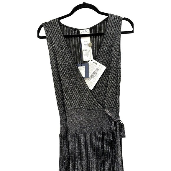 Liu Jo $390 Shimmery Knit Wrap Maxi Dress Tie Waist XS - Picture 3 of 8